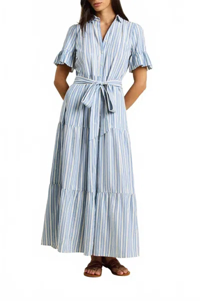 Trovata Martine Midi Dress In Bahia Stripe In Blue