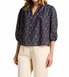 Trovata Orly Floral V-neck Blouse In Multi In Blue