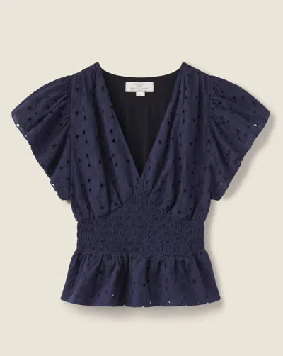 Trovata Paloma Blouse In Inkwell Eyelet In Blue