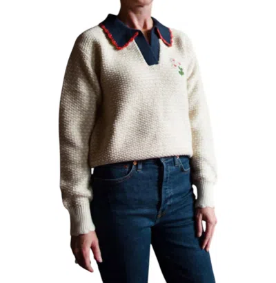 Trovata Parker Polo Sweater In Antique White In Neutral