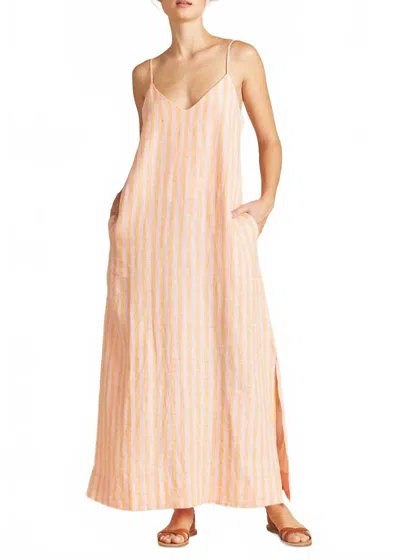 Trovata Reva Soft Linen Dress In Creamsicle Stripe In Orange
