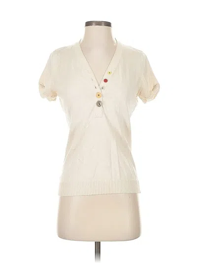 Pre-owned Trovata Short Sleeve Top Ivory V Neck Tops In White