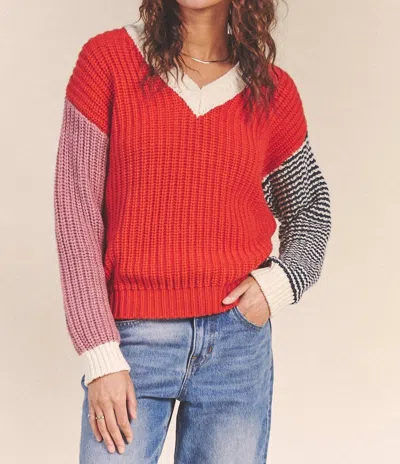 Trovata Tucker V-neck Sweater In Amaranth In Red