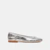 Trove Anisa Wide Ballet Flats Silver Distressed Leather - Re:vita