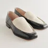 Trove Beny Wide Flats White Black Crinkle Patent - Re:vita