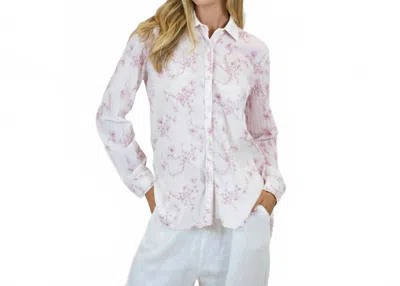 Trove Clara Embroidery Cotton Shirt In Pink In Multi