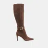 Trove Kinzy Wide Calf Boots Dk Brown Suede - Re:vita In Brown