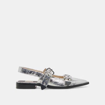 Trove Labell Flats Silver Distressed Leather - Re:vita