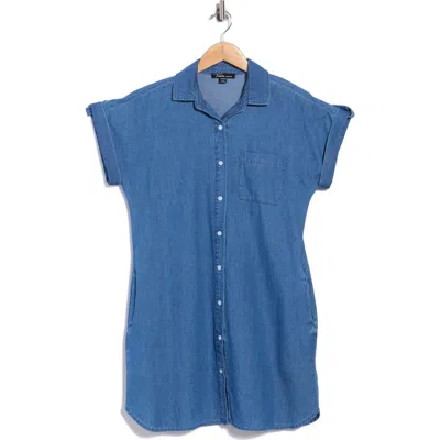 Trove New York Cap Sleeve Denim Shirtdress In Medium Wash