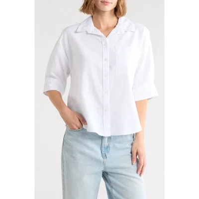 Trove New York Oxford Collegiate Short Sleeve Shirt In White