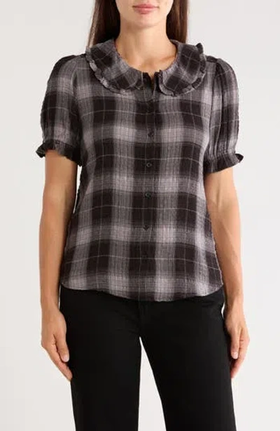 Trove New York Plaid Peter Pan Collar Shirt In Gray