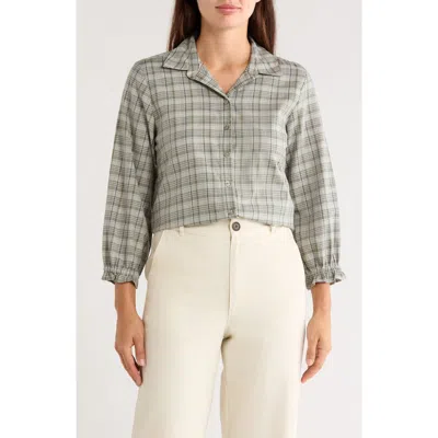 Trove New York Plaid Three-quarter Sleeve Shirt In Winter Green
