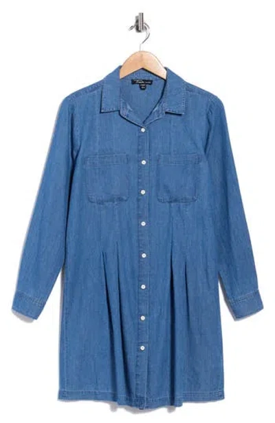 Trove New York Pleated Long Sleeve Denim Shirtdress In Multi