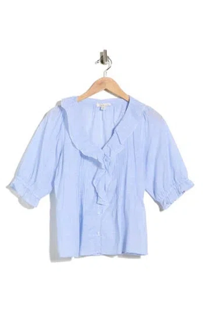 Trove New York Ruffled Button-up Shirt In Blue