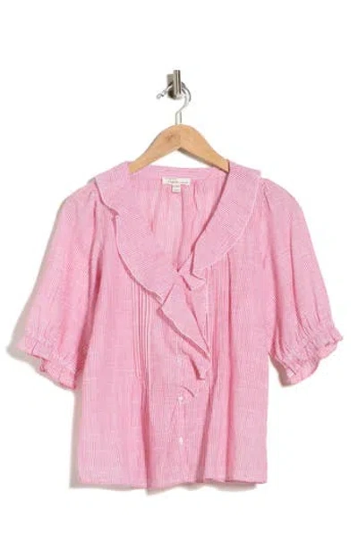 Trove New York Ruffled Button-up Shirt In Pink