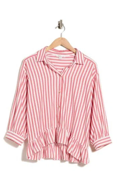 Trove New York Striped Peplum Shirt In Curry Paste