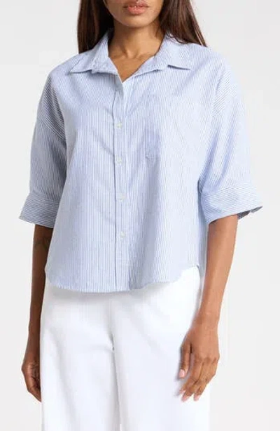 Trove New York The Collegitate Short Sleeve Button-up Shirt In Lake Azul