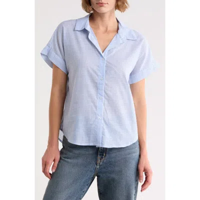 Trove New York The Ruched Button-up Shirt In Blue