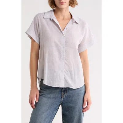 Trove New York The Ruched Button-up Shirt In Gray