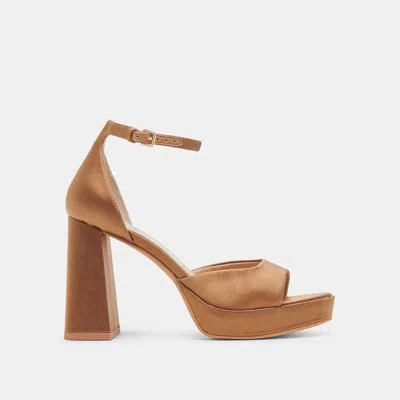 Trove Pandro Heels Mid Brown Satin - Re:vita