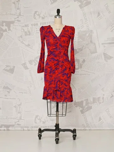 Trove Rio Ruched Mesh Dress -  Vintage In Red