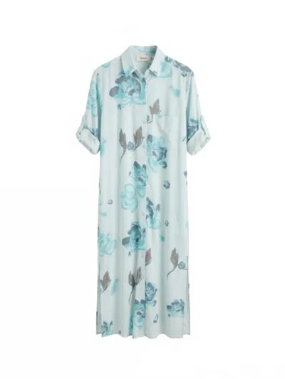 Trove Women's Printed Midi Dress In Green Wash In Blue