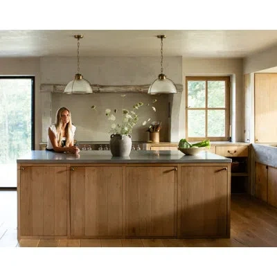 Troy 1 - Light Patina Brass Simple Pendant In Brown