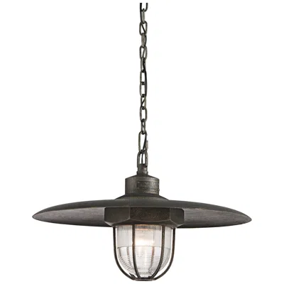 Troy Acme 22" Wide Pressed Glass 1-light Aged Silver Pendant