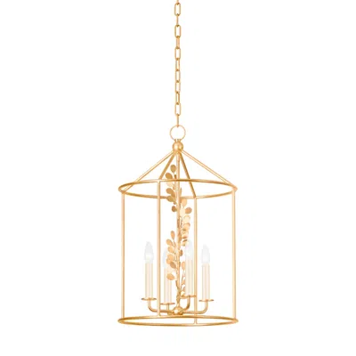 Troy Adrienne 15 1/2"w Vintage Gold Leaf 4-light Lantern Pendant
