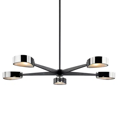 Troy Allisio 49" Wide Black And Chrome 5-light Pendant Light