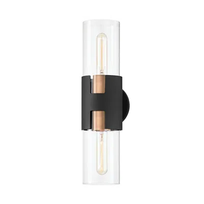 Troy Amado 17" High Textured Black Brass 2-light Wall Sconce