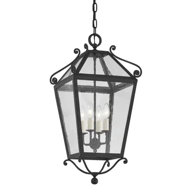Troy Barbara County 27 1/4" High French Iron Lantern Hanging Light In Black