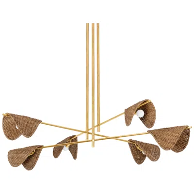 Troy Barnaby 60" Wide Vintage Gold Leaf 6-light Chandelier