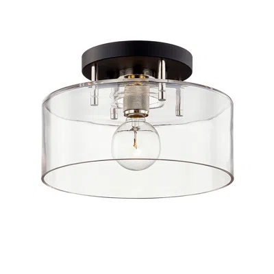 Troy Bergamot Station 12 1/2" Wide Black And Nickel Ceiling Light