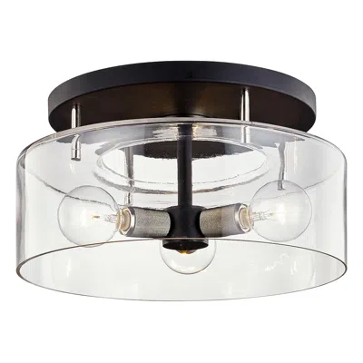 Troy Bergamot Station 17" Wide Black 3-light Ceiling Light