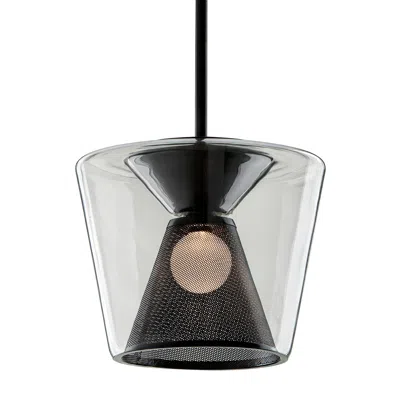 Troy Berlin 15-in Gun Metal Led Pendant With Clear Glass Shade
