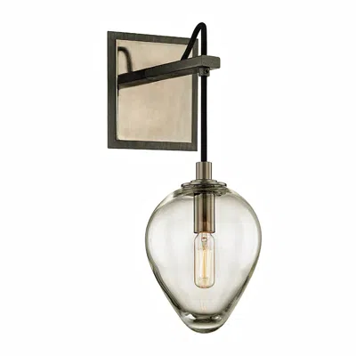 Troy Brixton 15" High Gunmetal Glass Wall Sconce In Multi