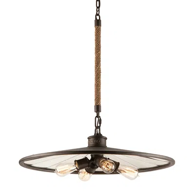 Troy Brooklyn 26" Wide Heritage Bronze 4-light Chandelier