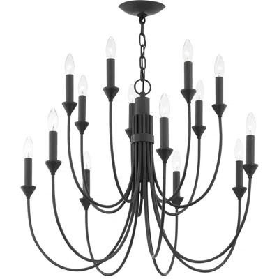 Troy Cate 30" Wide Forged Iron 14-light Chandelier