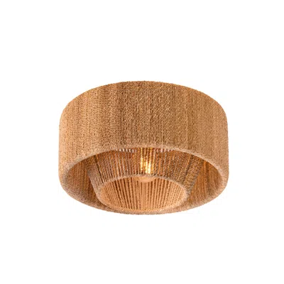 Troy Coe 16" Wide Gold And Natural Rattan Drum Ceiling Light