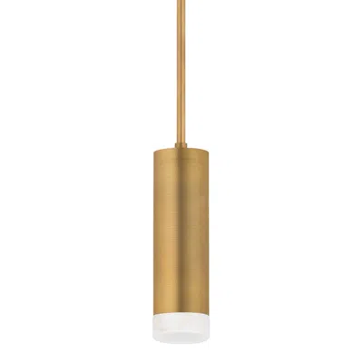 Troy Csl Luxe 3" Cylinder Pendant With Bezel In Patina Brass/alabaster