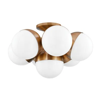 Troy Cupertino 23 1/2" Wide Patina Brass 7-light Ceiling Light In White