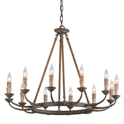 Troy Cyrano 36" Wide Earthen Bronze 12-light Chandelier