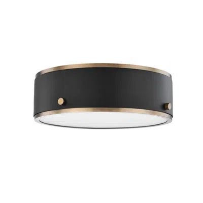 Troy Eli 12" Wide Soft Black With Patina Brass Led Ceiling Light