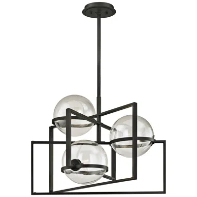 Troy Elliot 25" Wide 3-light Textured Black Glass Globe Modern Pendant