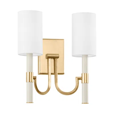 Troy Gustine 14 1/4" High Vintage Gold Leaf 2-light Wall Sconce