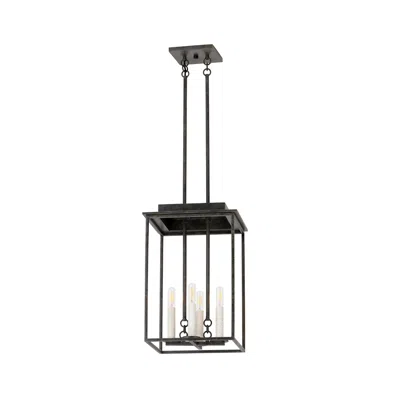 Troy Hart 12 1/4" Wide French Iron 4-light Lantern Pendant