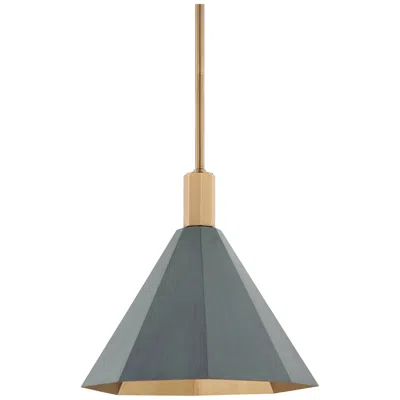 Troy Huntley 15" Wide Patina Brass And Verdigris Pendant Light