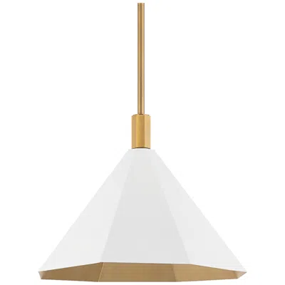 Troy Huntley 22" Wide Brass And White Geometric Cone Modern Pendant