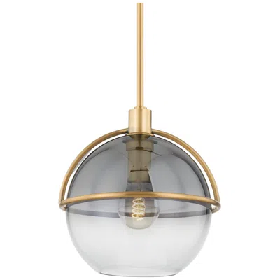 Troy Ivins 12" Wide Patina Brass Globe Mini Pendant In White